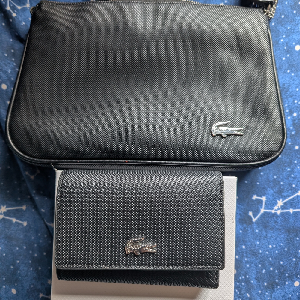 Lacoste Noir Cross Body Bag and Wallet Duo